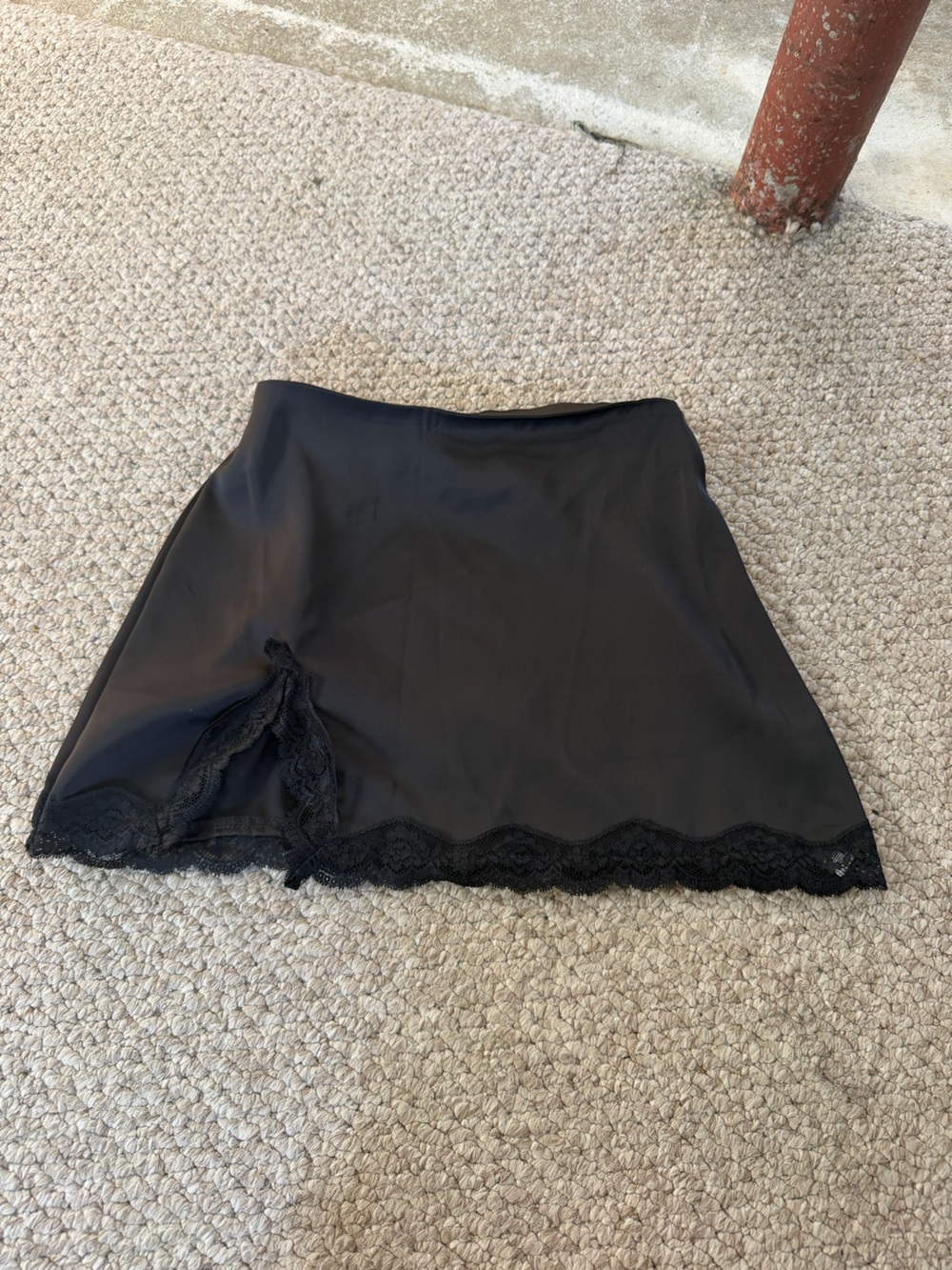 SHEIN Black Lace-Trim mini skirt